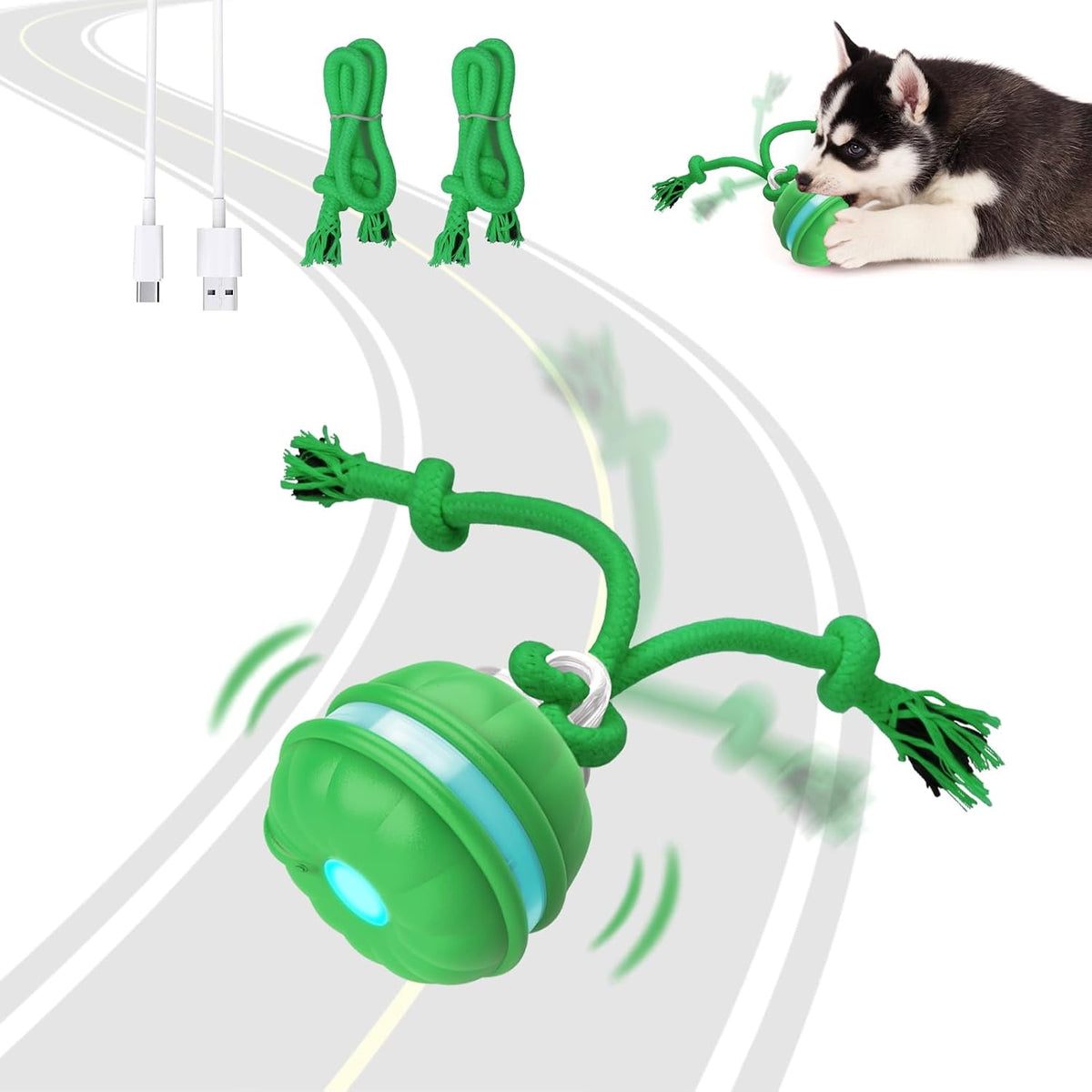 Interactive Dog Toy Ball with Rope