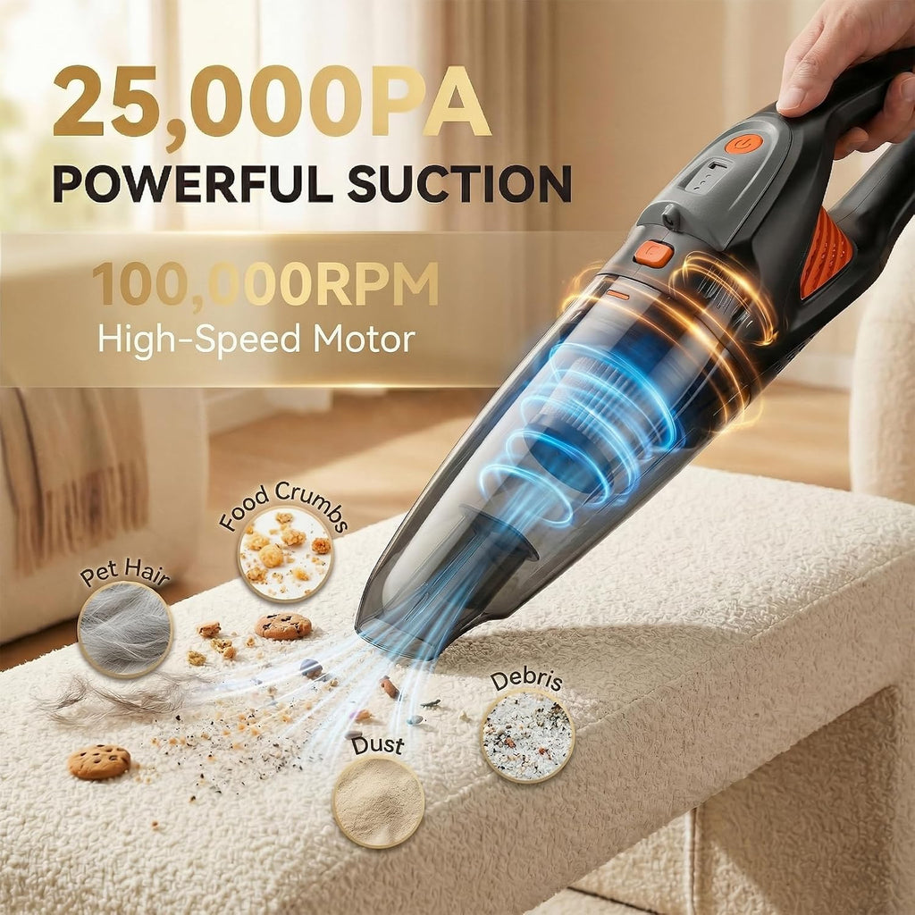 Portable Car Vacuum (Cordless, Rechargeable)